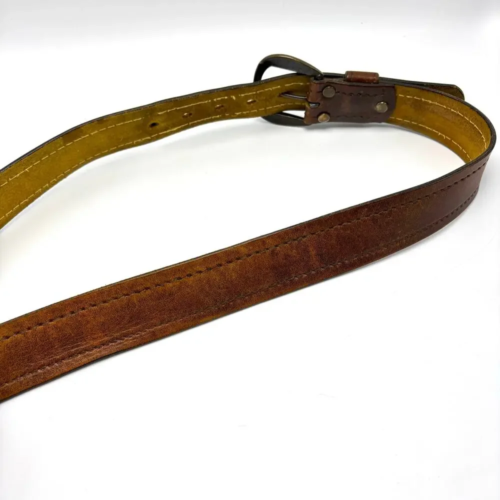 Vintage Distressed Brown Leather Belt 40 Outdoor Western Boho Hippie Streetwear